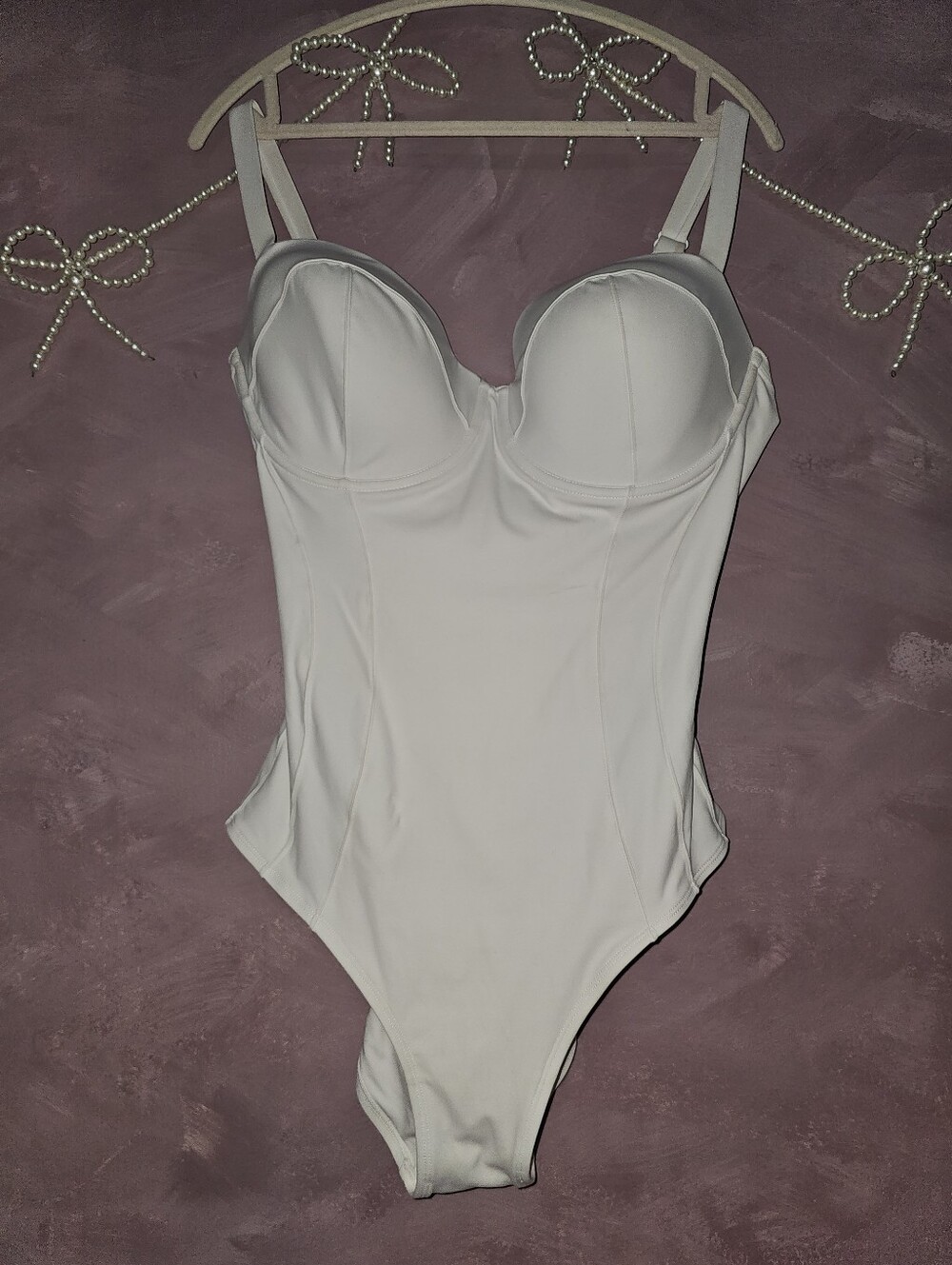 TA3 Corset Shapewear One Piece Swim Suit White F/G Cup R/L Torso 2XL